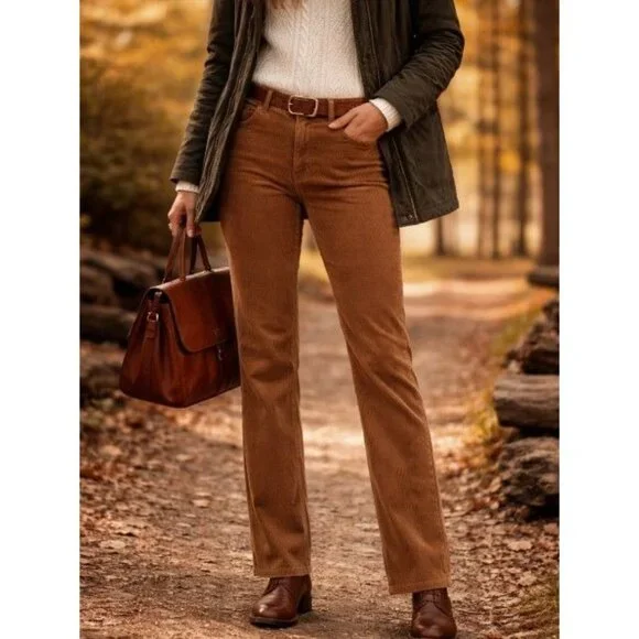 Lauren Ralph Lauren Brown Corduroy Straight Leg Heritage Old Money Pants 8 - Picture 1 of 11